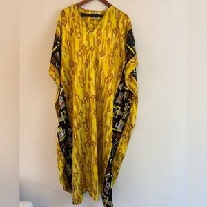 Vintage Winlar Caftan One Size Fits All Colorful Yellow Abstract Art